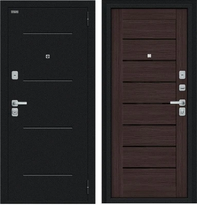 Дверь Браво Техно/BChrome Букле черное/Wenge Melinga